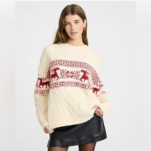 NWT Express Striped Fair Isle Cable Knit Crew Neck Sweater - size Large